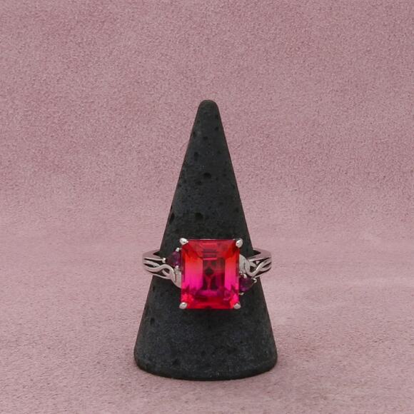 chuck clemency sterling silver pink tourmaline & amethyst ring size 10 - Picture 1 of 3